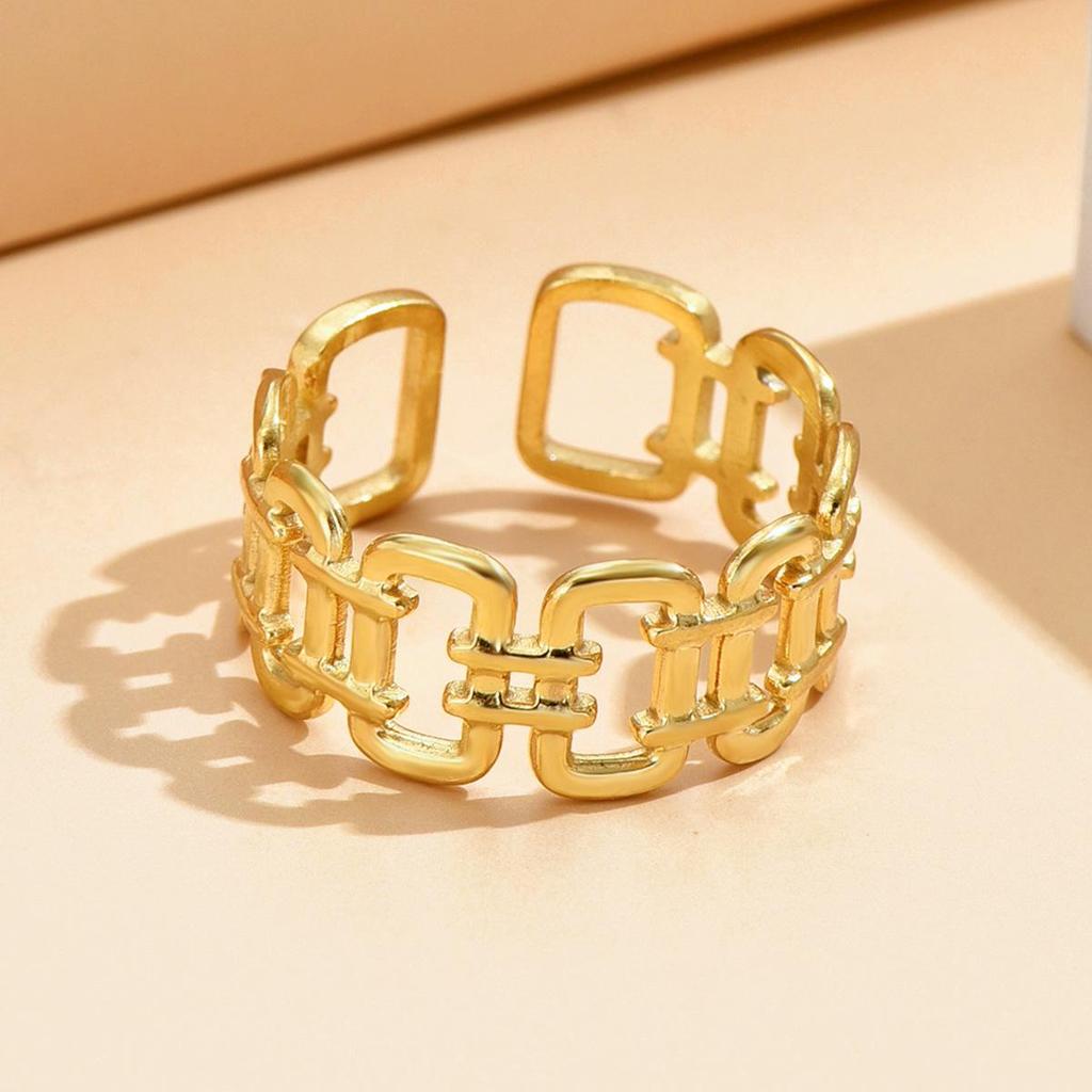 Adjustable Geometric Titanium Steel Square Ring