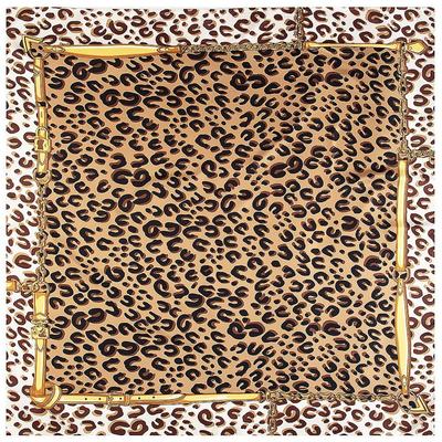 POBING Twill Silk Scarf Women Leopard Print Square Scarves Large Bandana Luxury Kerchief Hijab Female Head Scarf Foulard 130CM