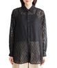 ROPE PICNIC Back Slit Jacquard Black Women's Shirt, (01)