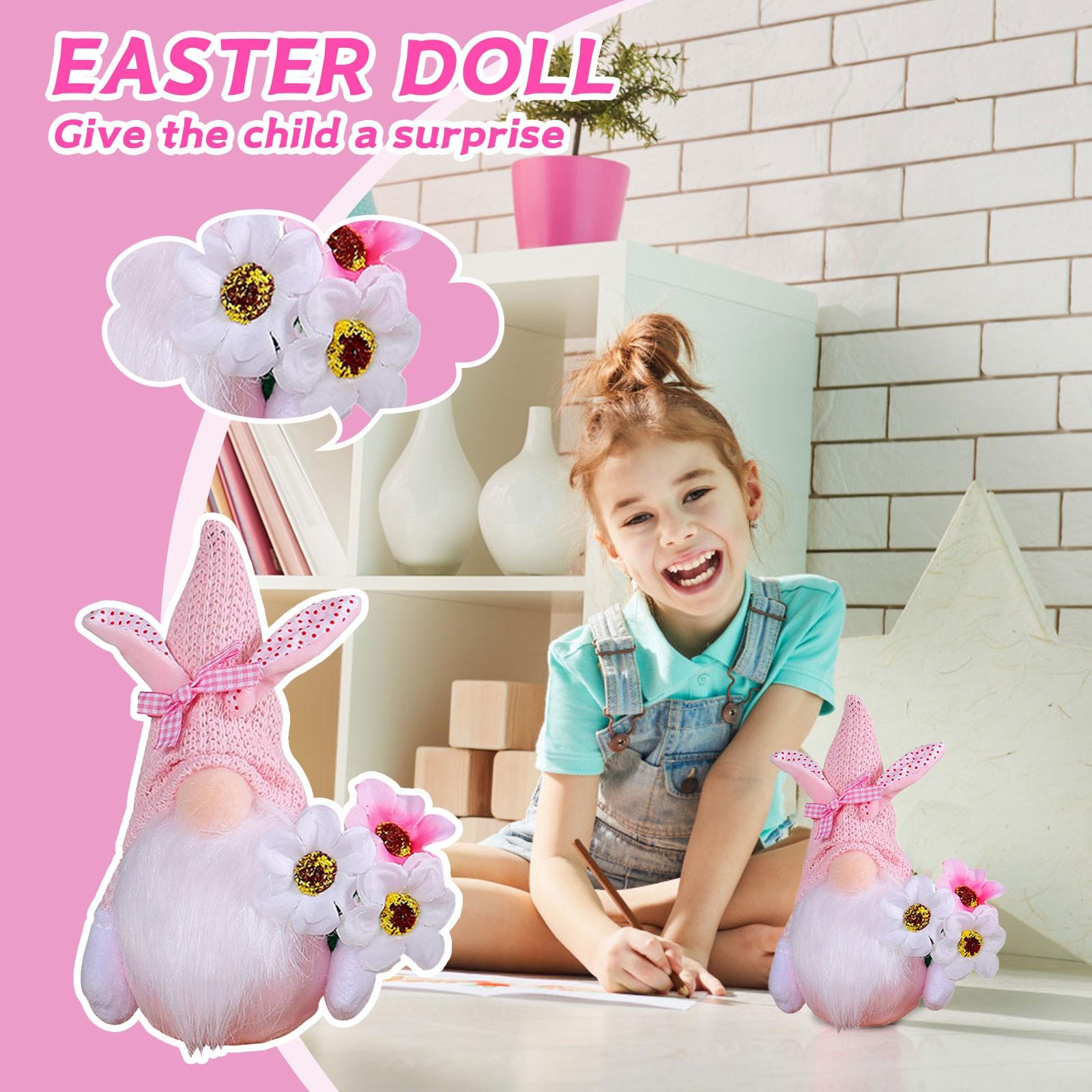 

Пасхальное украшение подарок с ручным цветком кукла без лица One Size розовый