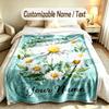Floral Garden Theme Soft Blanket Personalized Custom Name Text Print Warm Blanket Home Sofa Bedroom Decor