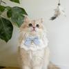 Pearl Bow Lace Pet Scarf, Checkered Adjustable Collar for Cats & Dogs, Party Photo Accessory