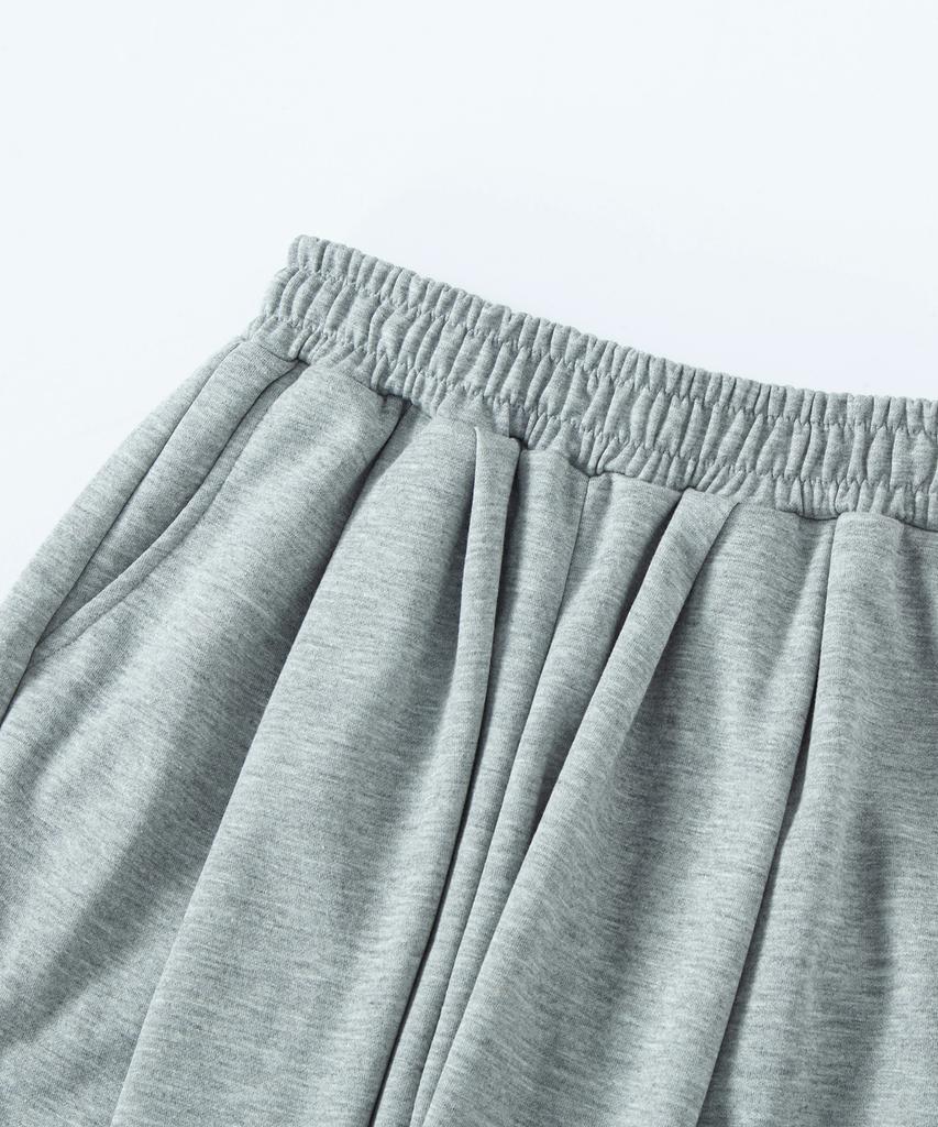 Lxt Double-Pleat Hidden String Wide Sweatpants [Grey Melange]