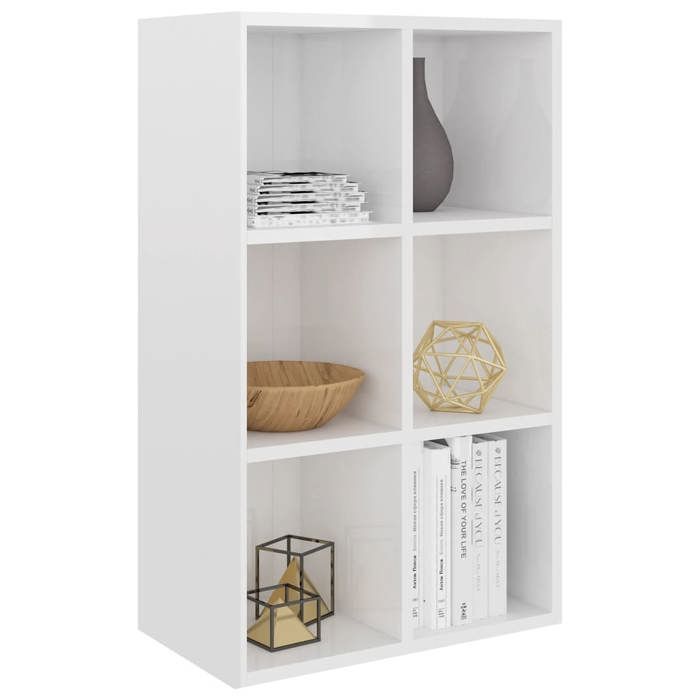 VidaXL Bibliothèque/Buffet, Meuble de Rangement avec Compartiment, Armoire à Livres Salon Intérieur, Moderne, Blanc Brillant 800348