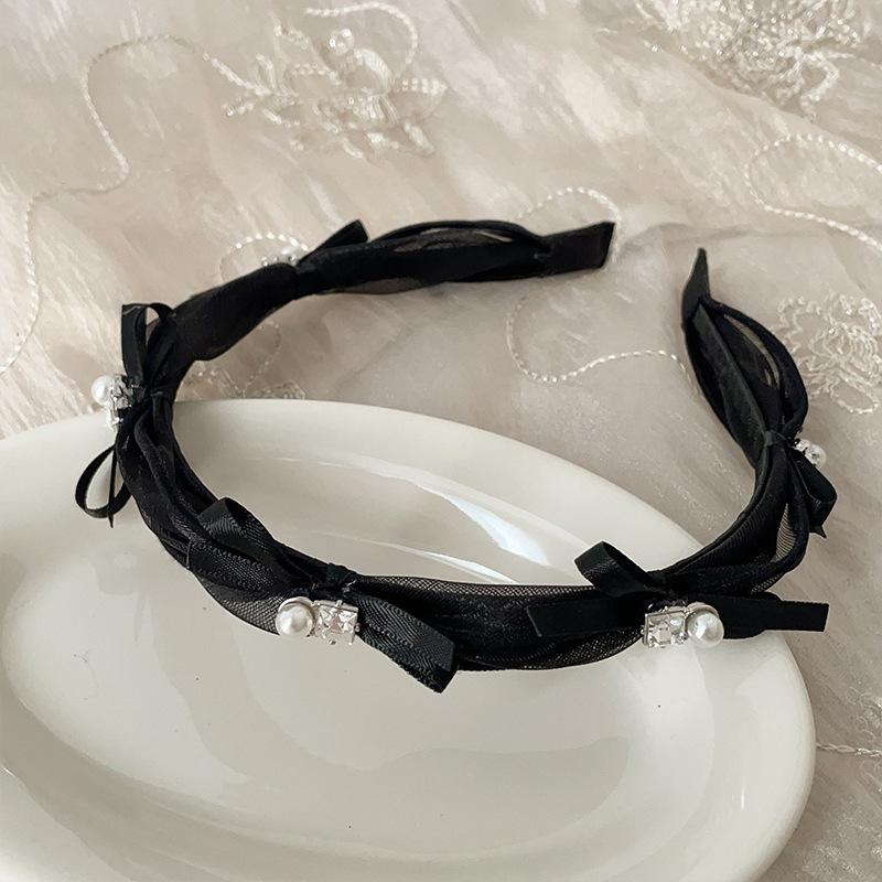 

Повязка на голову с бантом из ленты и циркония, женская универсальная повязка на голову с высоким черепом и функцией мытья лица