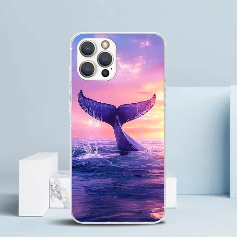 Humpback Whale Sea Giant Soft Cover for iPhone 16 17 Air 15 14 Pro Max 16E Phone Case 13 Mini 12 11 7 SE 8 Print Pattern Fit Cas