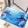 Blauer Ozean Delfin Muster Teppich, Dekorativer Boden Teppich für Badezimmer Schlafzimmer Küche, Küsten inspiriertes Zuhause Matte