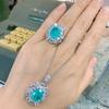 Emerald Banquet Pendant Simulation Paraiba Ring Ladies' Jewelry Set