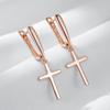 Fashion Glossy Dangle Earrings  Rose Gold Color Simple Cross Earrings For Women High Quality Daily Fine Jewelry