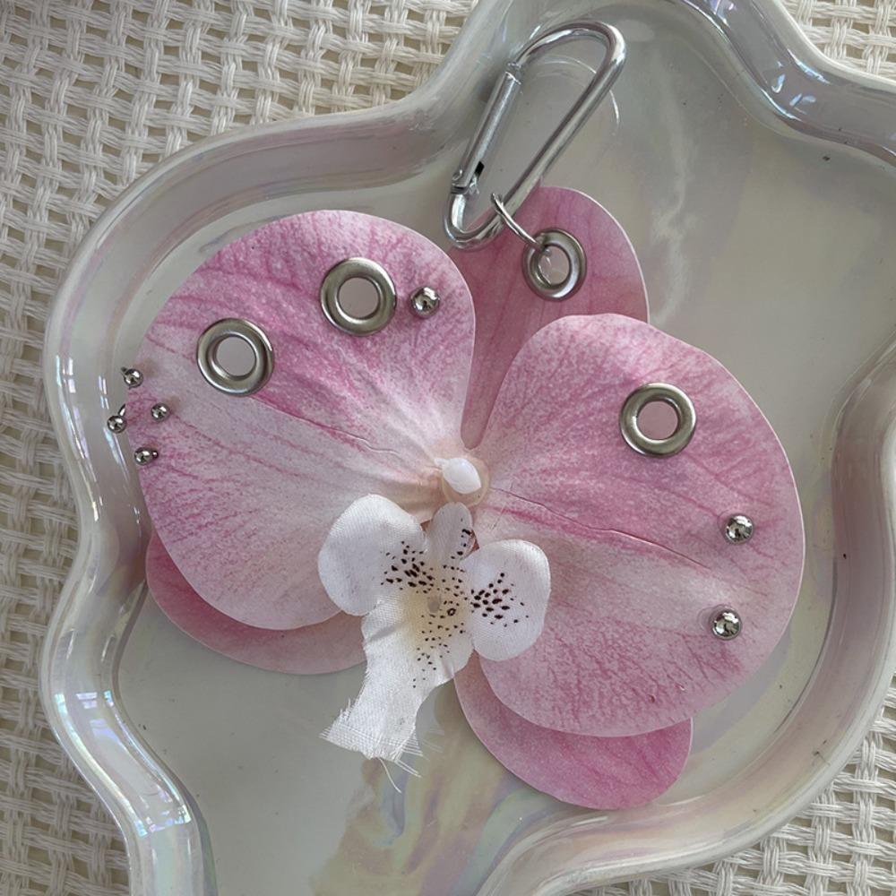 Colorful Simulation Flower Keyring Simulation Flower Flower Bag Pendant Butterfly Orchid Keychain