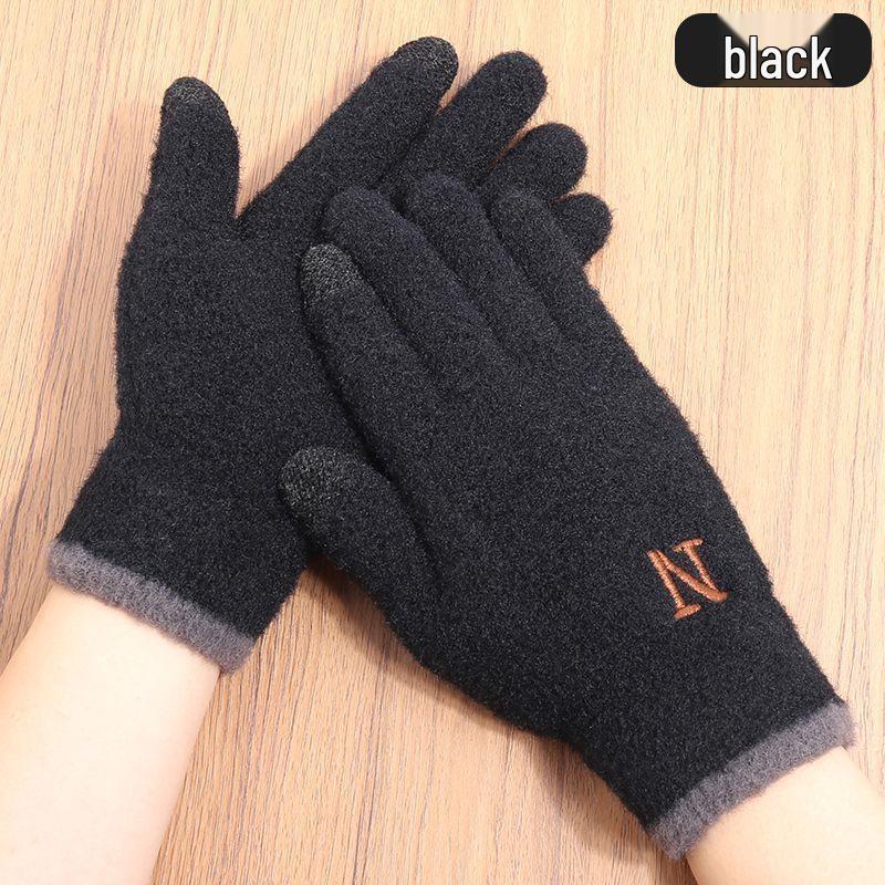 

Men s Winter Touch Screen Cold-Proof Thick Knit Wool Gloves with Velvet Lining for Cycling.
