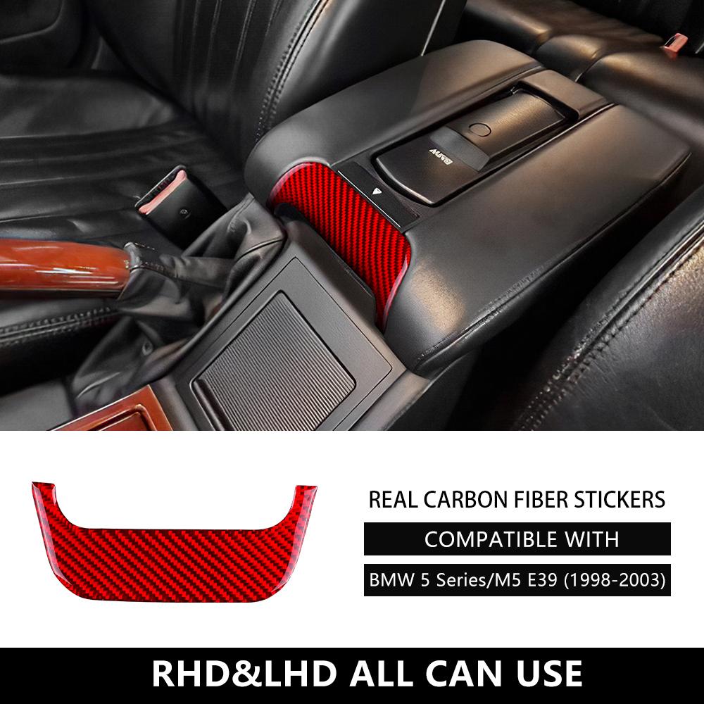Real Carbon Fiber For BMW 5 Series M5 E39 1998-2003 Storage Box Front Armrest Handle Panel Stickers Interior Trim