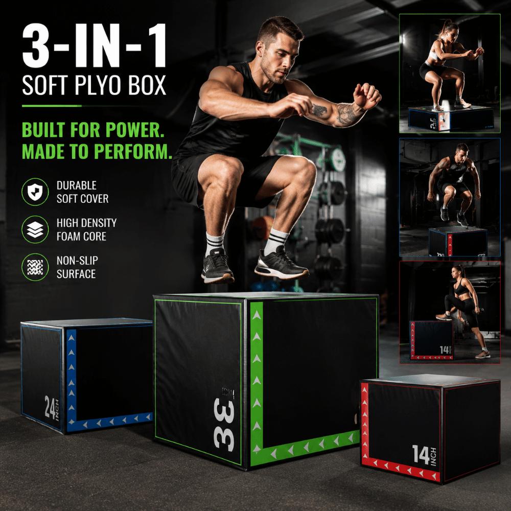 Caja de Salto Portátil 3 en 1 a Prueba de Golpes Herramienta de Entrenamiento Físico Caja de Salto Pliométrico Grande Gimnasio en Casa