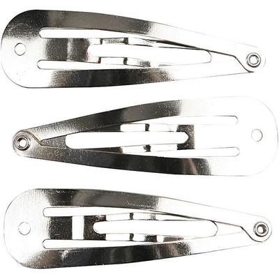 Hårklämmor i metall med ett hål i änden för att hänga upp pärlor och andra berlocker. Ref 600991