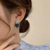 Fashion Elegant Geometrical Earrings Retro Blue Enamel Round Stud Earrings for Women Brincos 2C003