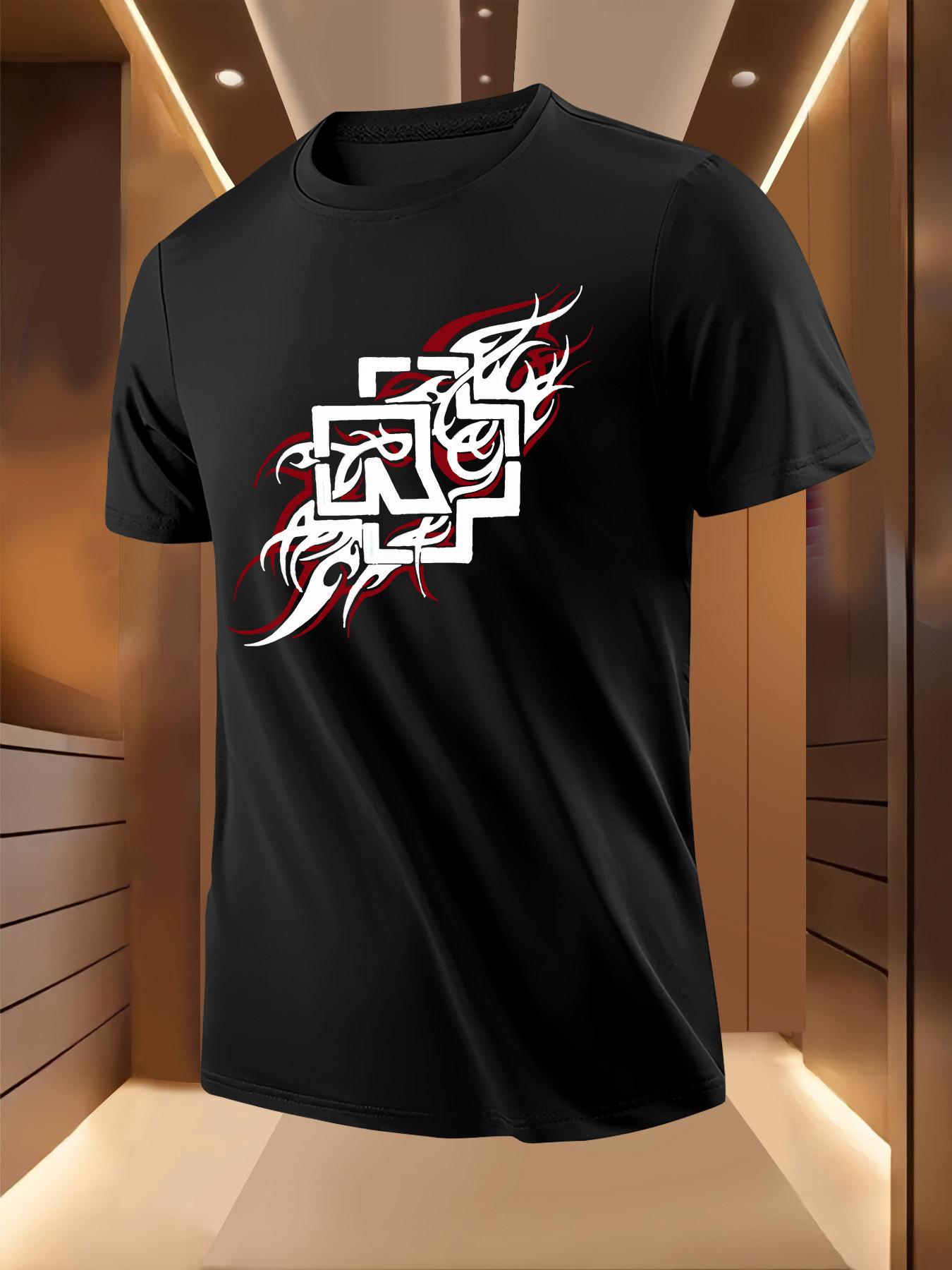Black Red Abstract Print Tshirt - Breathable Lightweight ... XXXL