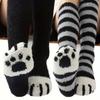 2 Paar Süße Katze Muster Gedruckte Warme Weiche Elastische Heim-Sportsocken, Dickes Fleece Mittelhoch Herbst Winter Stil, Damensocken, Katzensocken,y Socken,