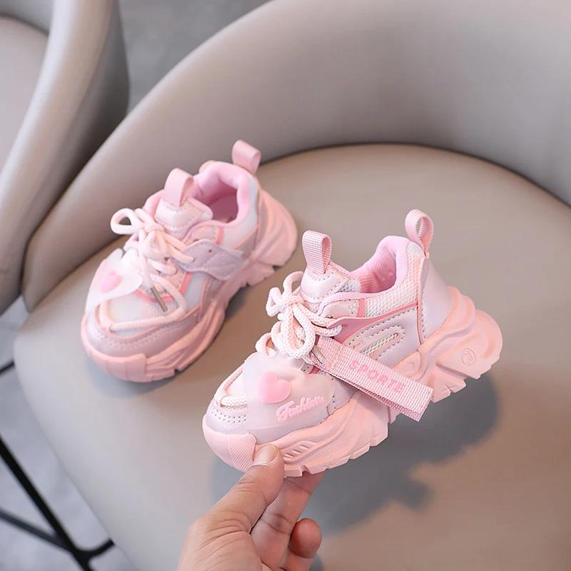 Girls' Sports Shoe 2024 Spring and Autumn New Children's Dad Shoes   Mesh shoes boy's Versatile Little White Shoes