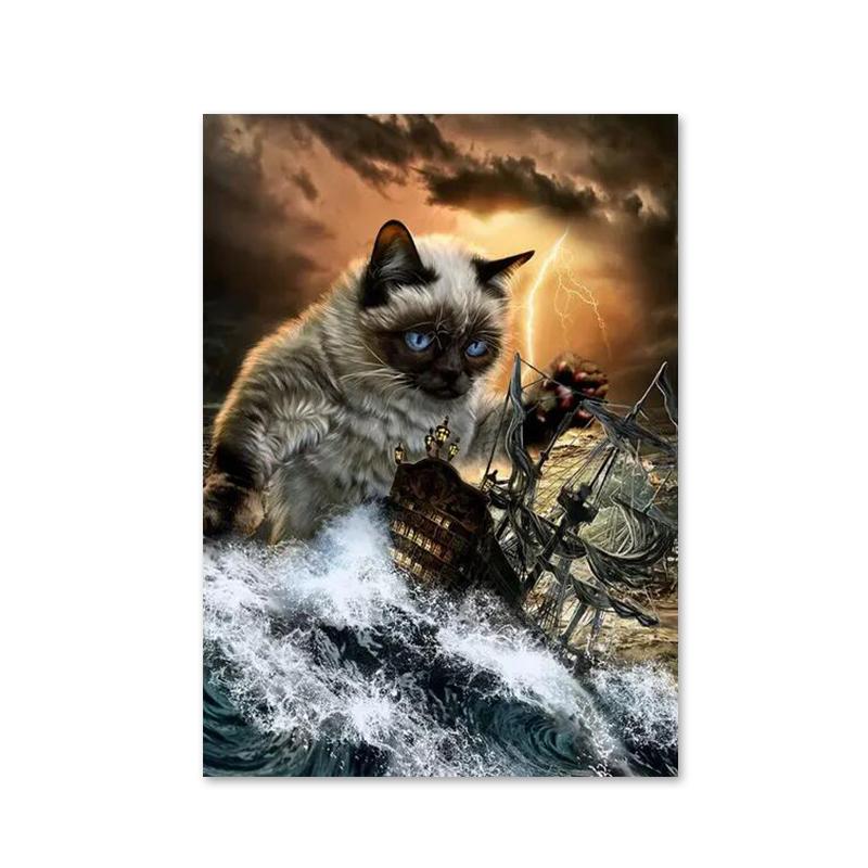 Abstract Art Cute Myanmar Cat Posters and Prints Canvas Paintings Wall Art Pictures for Bedrooms Living Home Decoration