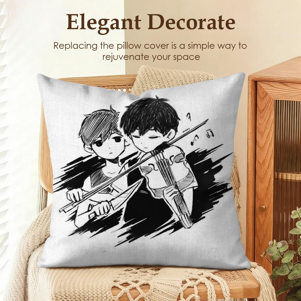 Game Anime O-Omori Cushion Cover Natural Linen Organic Fabric Double-Sided Printing Sofa Home Decor Gift Pillow Case