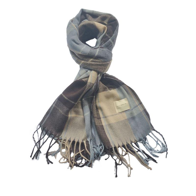 Plaid Scarf Women's Autumn and Winter Shawl Dual-purpose Scarf Thickened Warm Bag Fashionable and Versatile