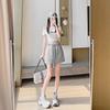 Grey Sports Short Skirt Women's Summer New High Waist Loose Word Skirt Hip Skirt Small Culottes