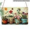 2D Flat 1pc Vintage Plant Garden Aluminum Sign, Rustic Wall Art Decor with Vibrant Floral Design - 7.87*11.8 Inches, No Electricity Needed, Perfect