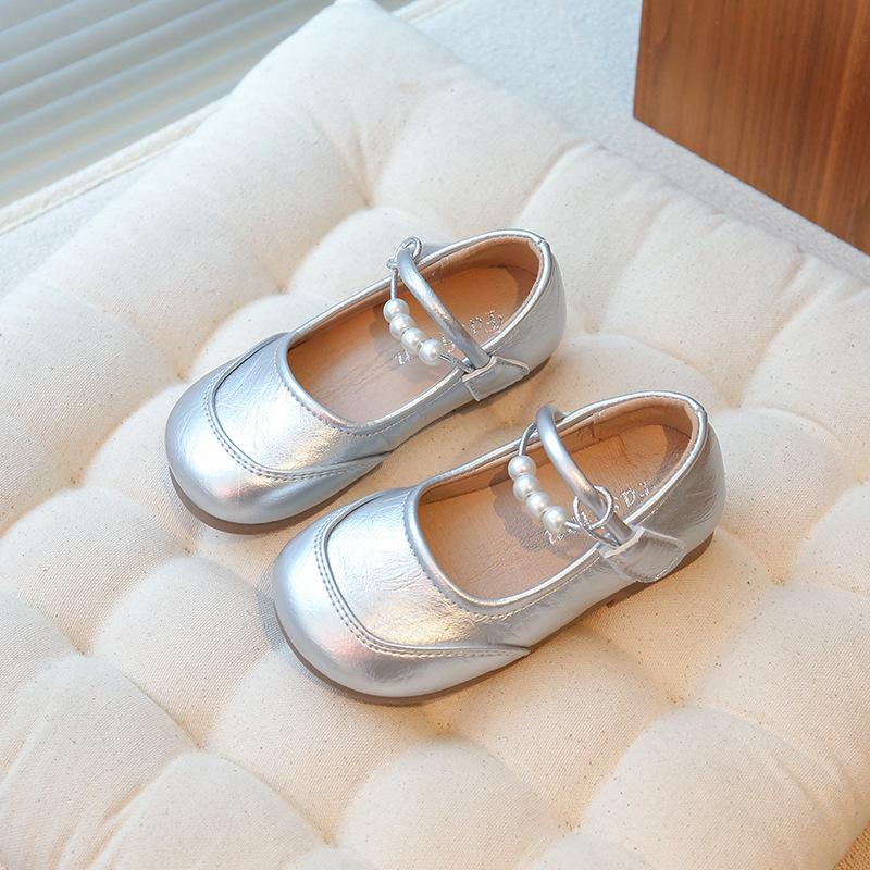Kids Pearl Decor Mary Jane Flat Shoes 23