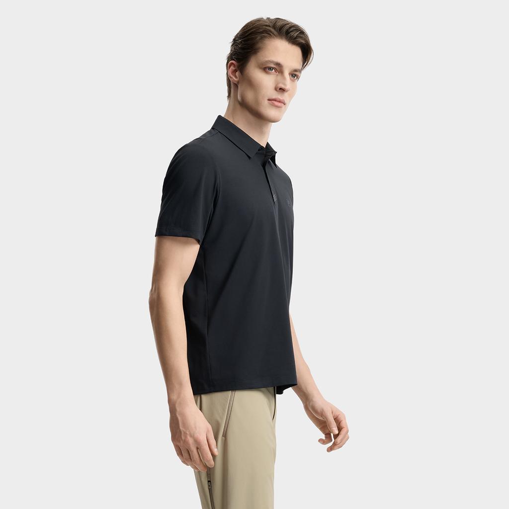 FILA F.C. Classic Minimalist Basic Casual Light Business Versatile Comfortable Knitted Short Sleeve Polo Shirt Men tops Deep-Black F11M621103FBK