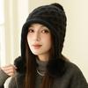 Winter Thick Velvet Knitted Hat Outdoor Warm Ear Protection Three Hair Ball Wool Hat
