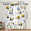 2pcs Cartoon Truck Printed Curtains  Rod Pocket  Polyester Fabric  Window Decor for Kids Room  Home Decor.