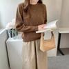 New Autumn and Winter Water Drop Sleeve Pearl Knitted Sweater Women's Soft Waxy Elastic Unbound Reiki Crew Neck Sweater Women's