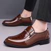 Britain Trend New Pointed Glossy Patent Leather Shoes For Men Slip On Casual Metal Buckle Loafter Formal Dress Footwear