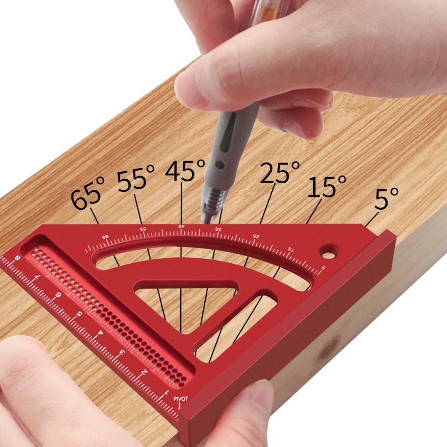 1 Pcs Multi-Angle Measuring Ruler Aluminum Woodworking Square Protractor Precision Mini Carpenter Square Miter Triangle Ruler