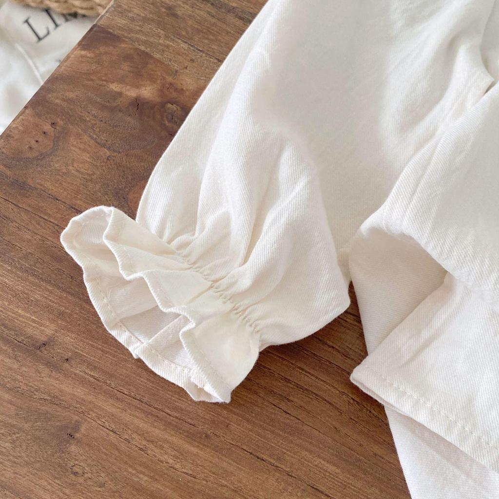 Toddler Girls' Floral Embroidered Peter Pan Collar Long Sleeve Babydoll Shirt - Autumn 2025 Arrival