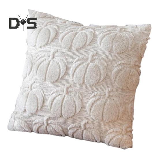 Halloween Pillowcase 3D Pumpkin Pattern Solid Color Hidden Zipper Square Shape Long PV Velvet Bedroom Living Room Sofa Decoration Pillowcase Pillow