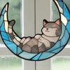 Moon Cat Stained Glass Style Acrylic Window Hanging Decoration Elegant Acrylic Window Decor Home and Garden Nature Lovers Gift