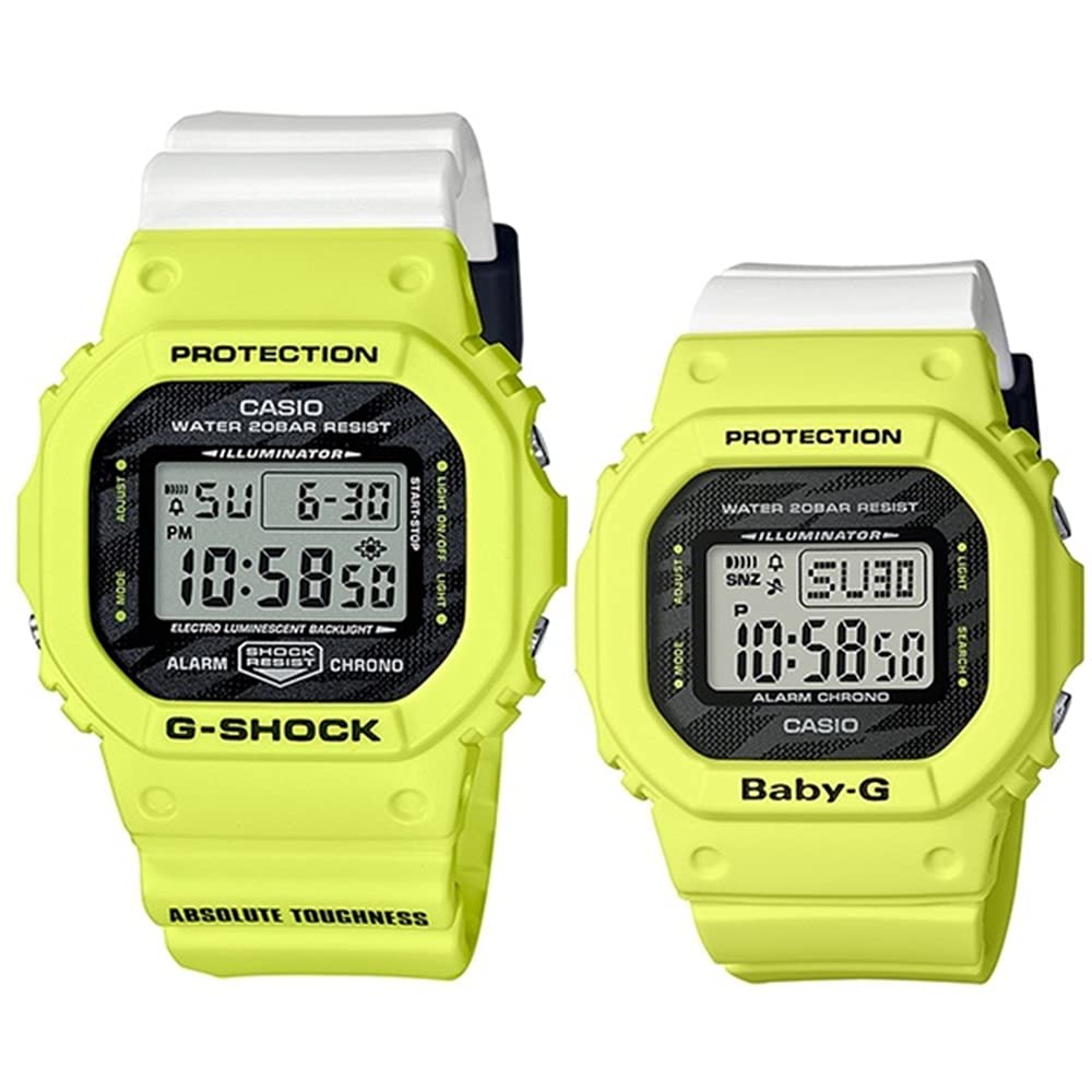 

[Casio] CASIO Waterproof Pair Watch G-SHOCK Baby-G Digital Lightning Bolt Bicolor Men s Women s DW-5600TGA-9BGD-560TG-9 Watch