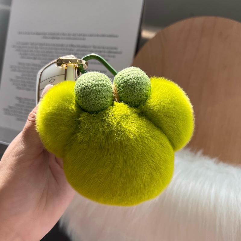 

Cute Rex Rabbit Hair Car Keychain Pendant Ins Plush Doll Doll Red Panda Book Bag Pendant Gift зелений