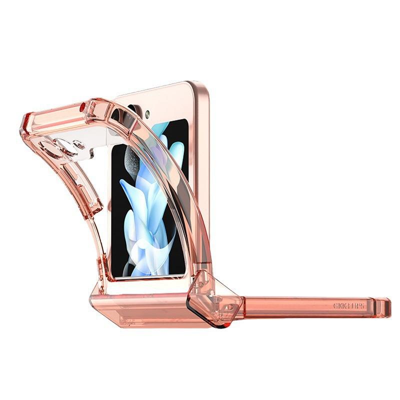 Applicable To Samsung Z Flip6/5 Mobile Phone Case 4/3 Shaft Hinge Four Corners Anti-drop Airbag Transparent Folding Protective Cover