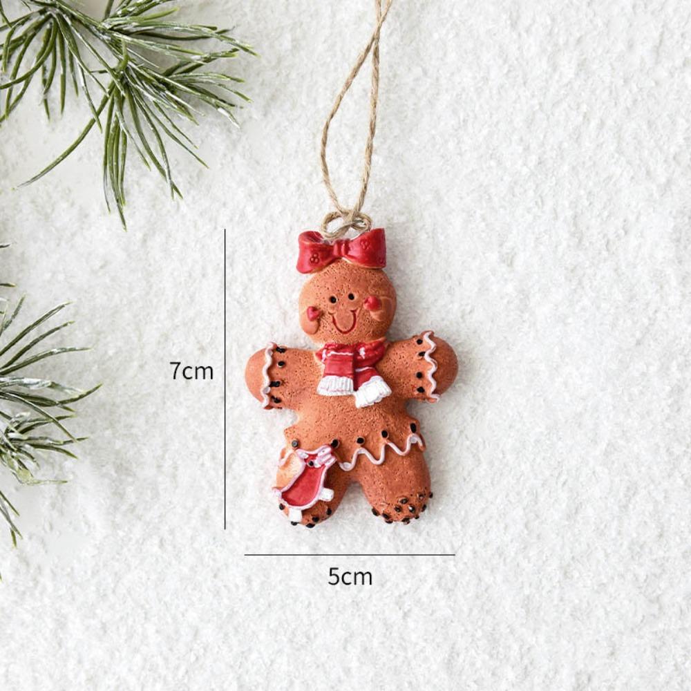 Gingerbread Man Christmas Tree Hanging Pendant Resin Hanging Xmas Tree Ornament Painted Funny Christmas Decoration