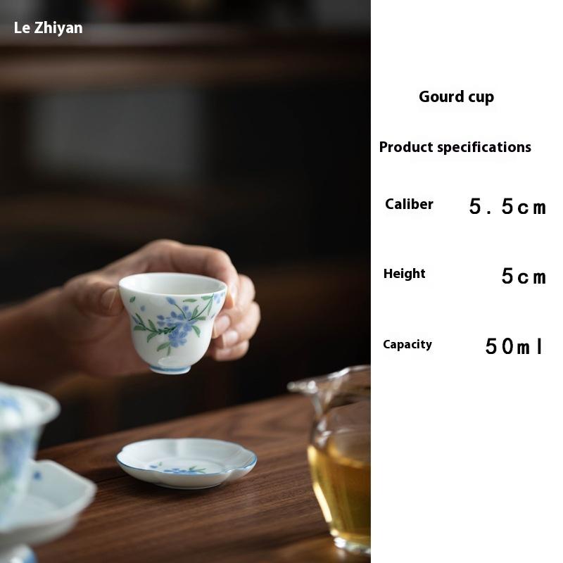 

Underglaze Color Hand-painted Freesia Single Teacup Ceramic Kung Fu Master Cup Household Tea Cup Smell Cup 200ml