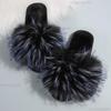 Fashion Fashion Design Black Furry Slippers Women Fluffy Fur Comfort Soft Sole Indoor Slippers Warm Faux Fur Woman Shoes 2025 Winter