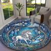 1pc Starry Night Pink Mane Unicorn Printed Chair Rug for Home Office Use, Living Room Kitchen Game Room Round Carpet