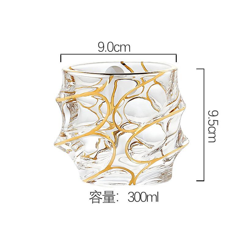 Luxury Whiskey Glass With Golden Line Luxurious Crystal Glasses Painted Brilliant Multi-purpose Wine Cup Beer Cocktail Tumbler