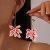 Zinc Zinc Alloy Floral Pendant Earrings with Leaf Stalk Stud Earrings Enamel Flower Drop Earrings  Girl
