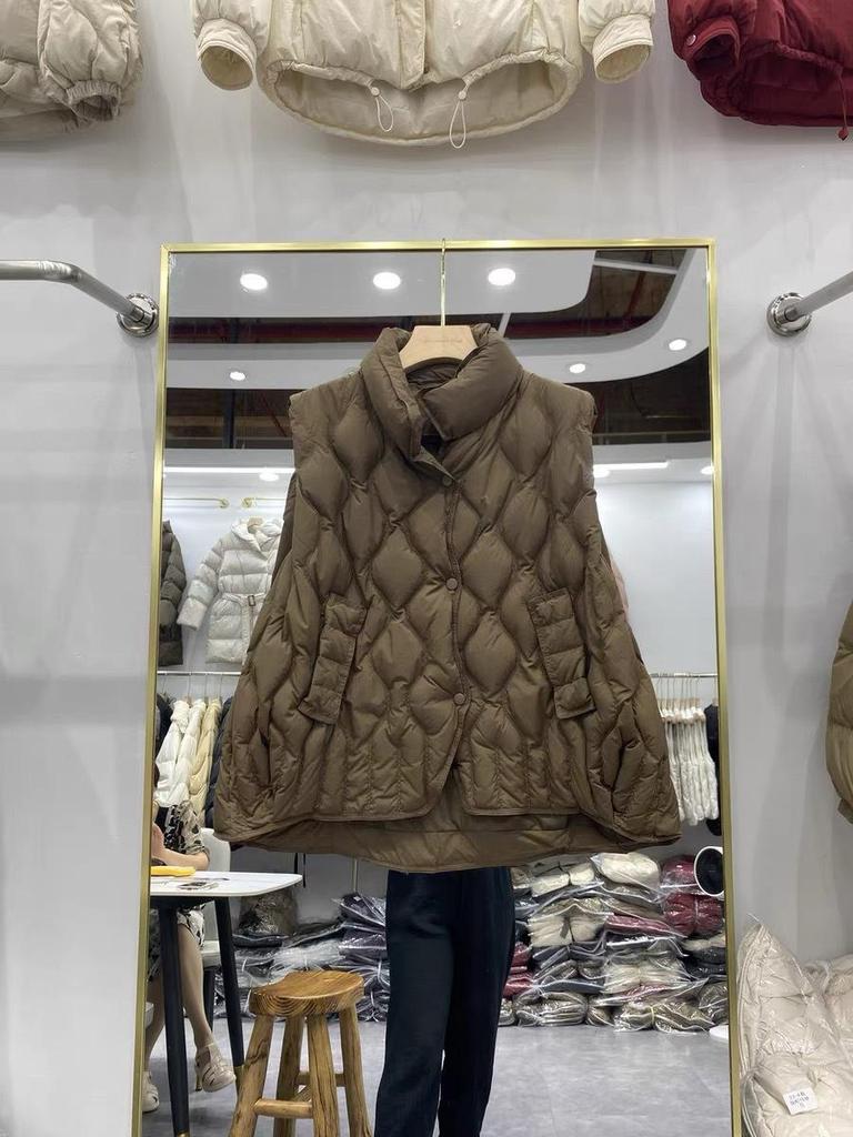 Women's Stand Collar White Duck Down Vest, 2026 Autumn/Winter Collection - Fashionable, Warm, Short Jacket