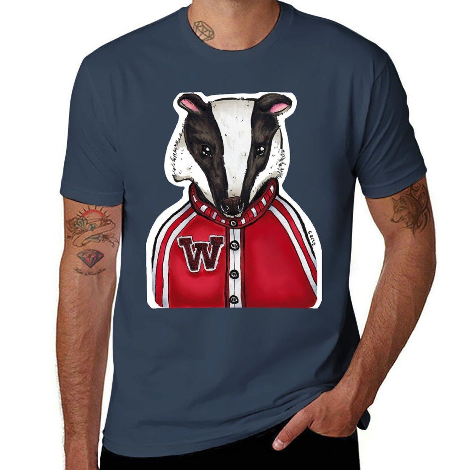 Retro Badger Tshirt Quick Dry Training Short Sleeve Tee S