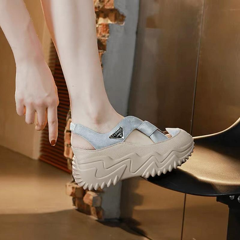 Daddy Shoes Women's 2025 Summer New Baotou Hollow Sandals Women's Versatile Thick-soled Fashion Casual Breathable Women's Shoes Tide