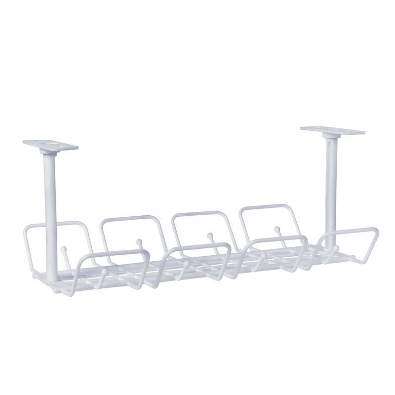 

1pcs Computer Desk Storage Rack With Hanging Basket Multi-Tiered Organiser Cable Management Rack And Shelving Unit світло-сірого кольору